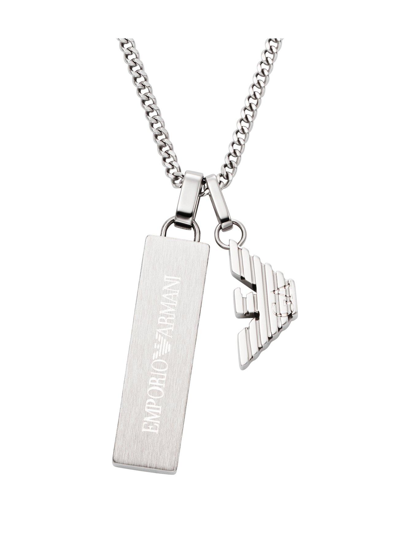 Emporio Armani Mens Stainless Steel Dog Tag Necklace, EGS3306040