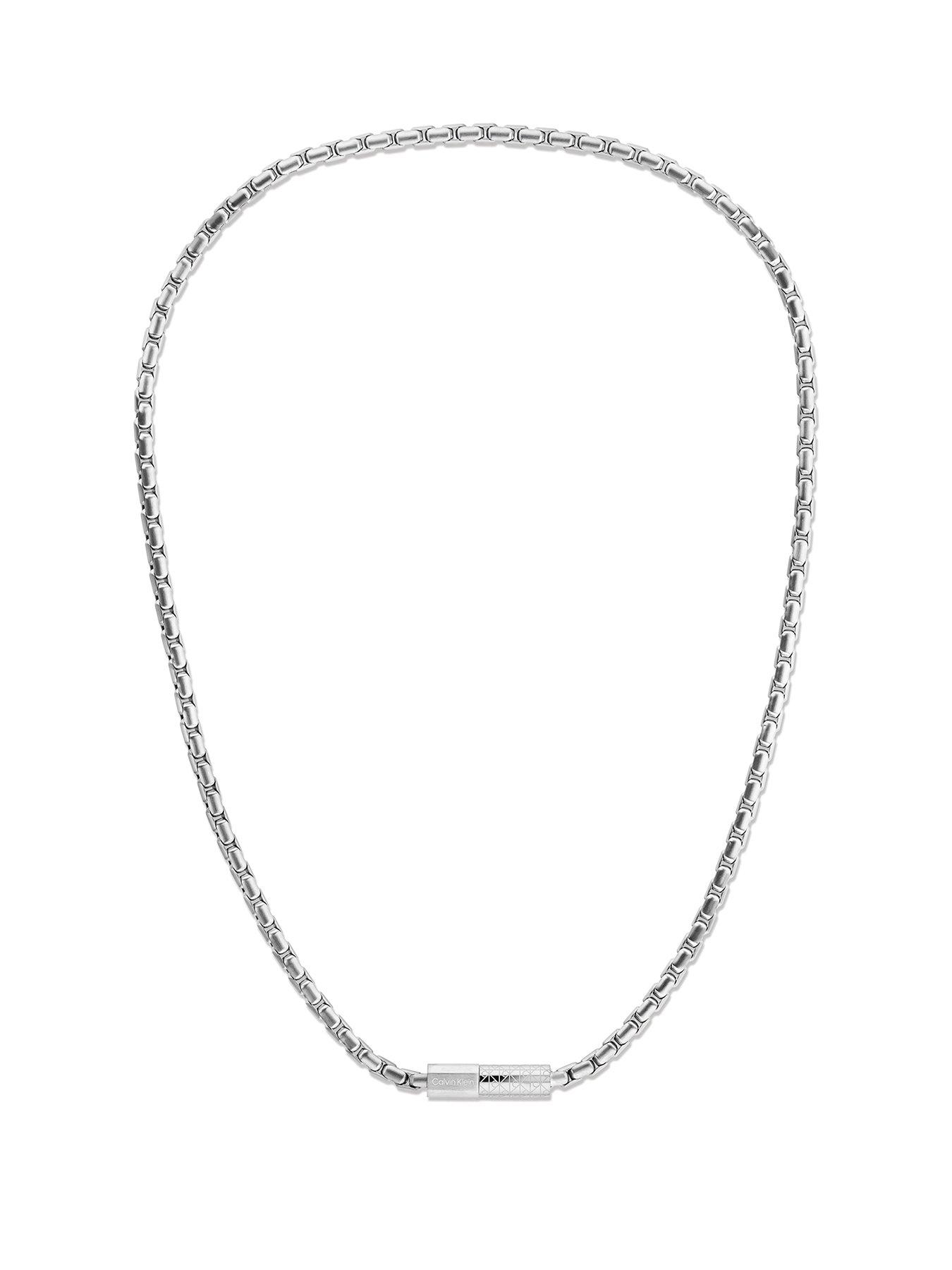Calvin Klein Mens CK Contoured Barrel Stainless Steel Necklace