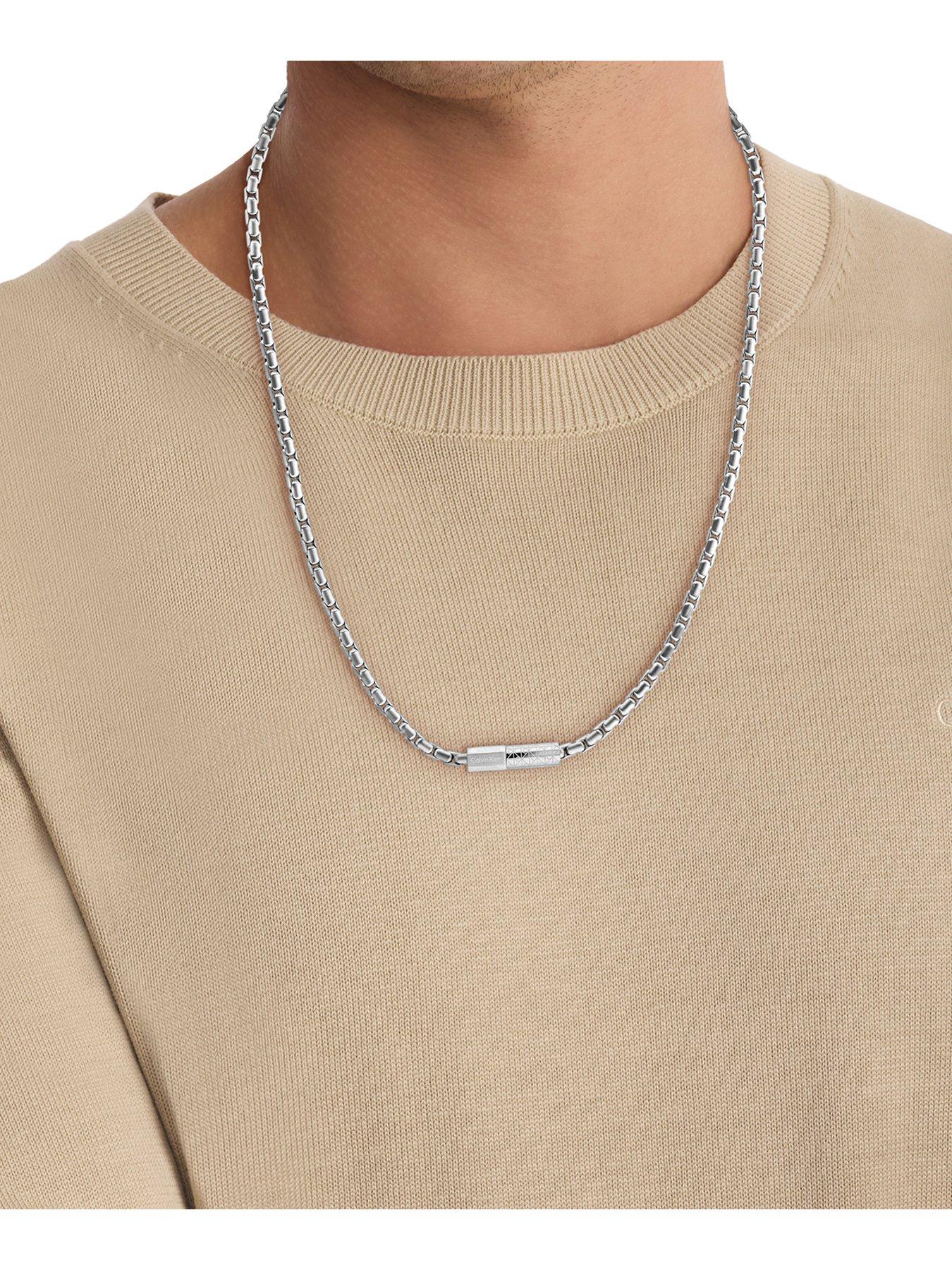 Image 3 of 5 of Calvin Klein Mens CK Contoured Barrel Stainless Steel Necklace