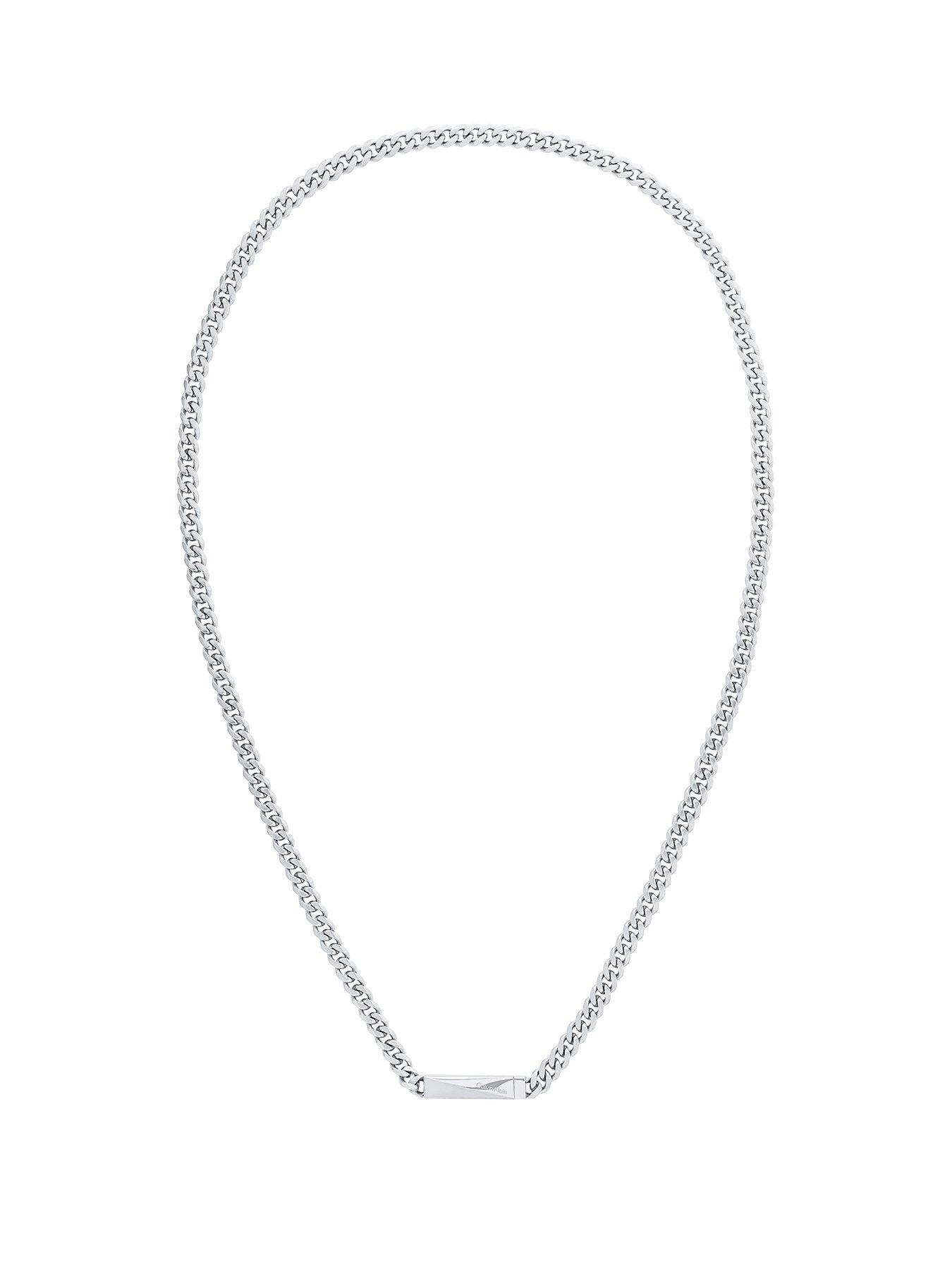 Calvin Klein Gents Calvin Klein  brushed stainless steel chain twist clasp necklace