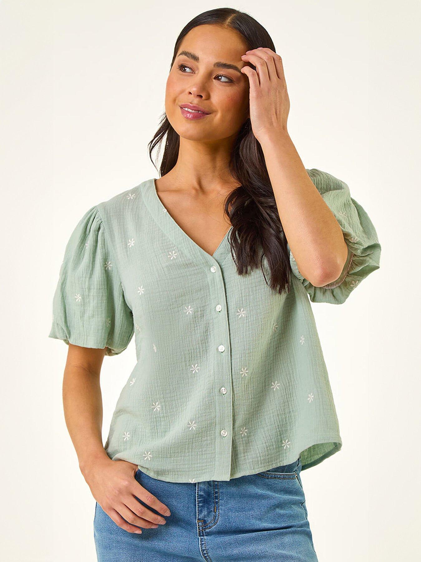 Roman Petite Embroidered V-neck Top