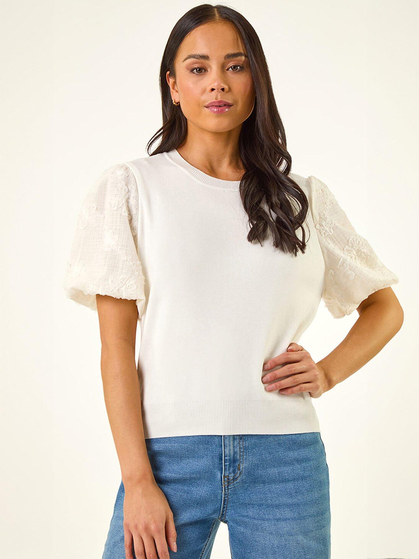 Roman Petite Floral Sleeve Knitted Top