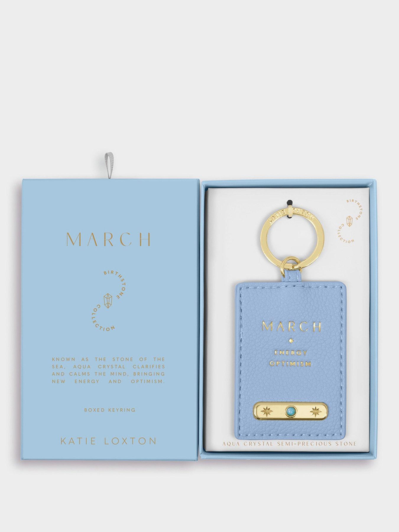 Katie Loxton BIRTHSTONE KEYRING, Off White , 7.5cm x 5.2cm