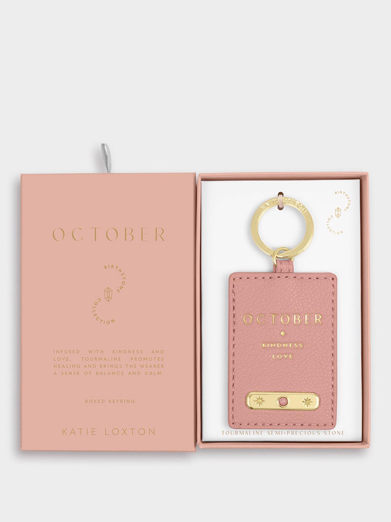Katie Loxton BIRTHSTONE KEYRING, Off White , 7.5cm x 5.2cm