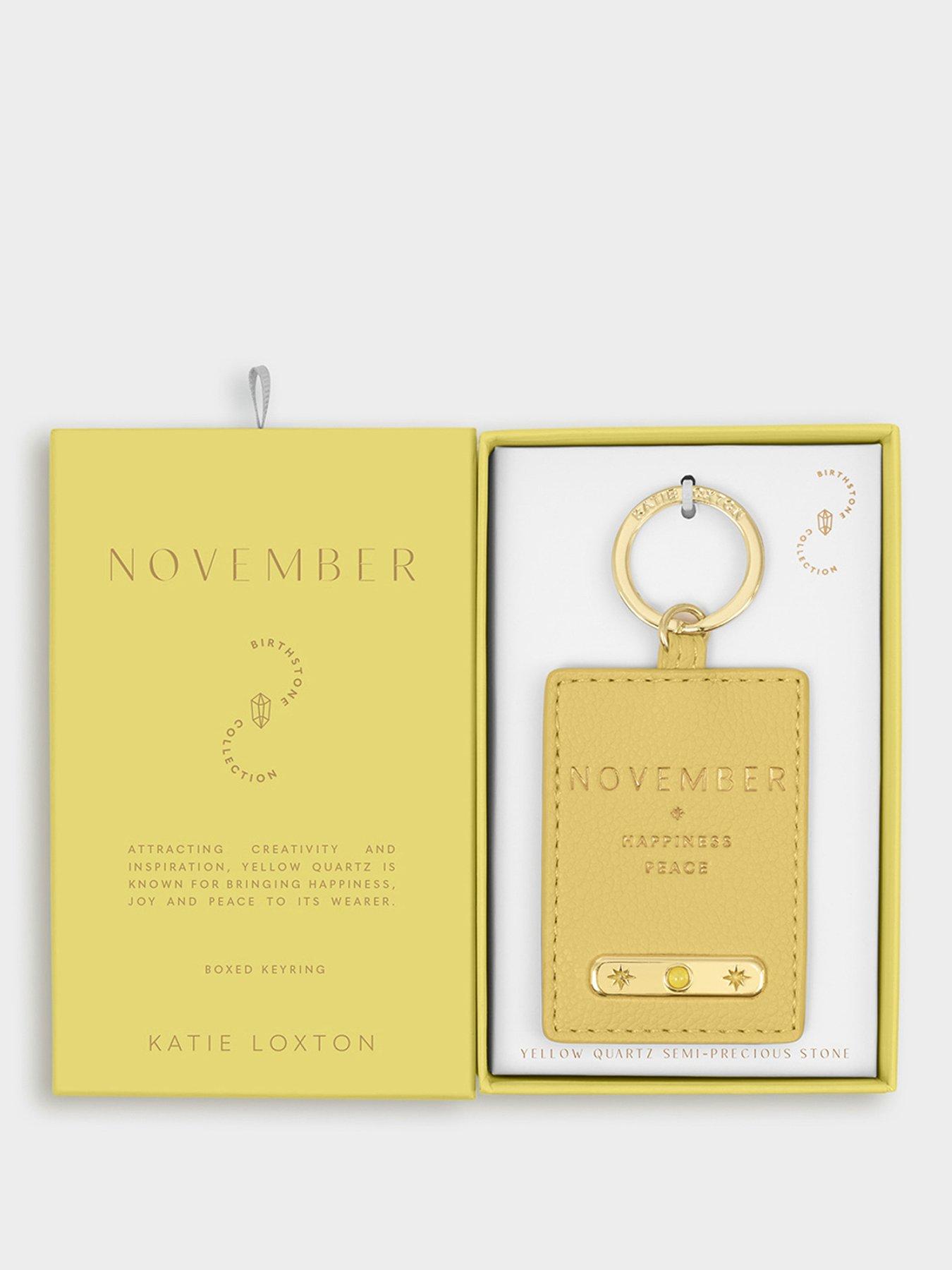 Katie Loxton BIRTHSTONE KEYRING, Off White , 7.5cm x 5.2cm