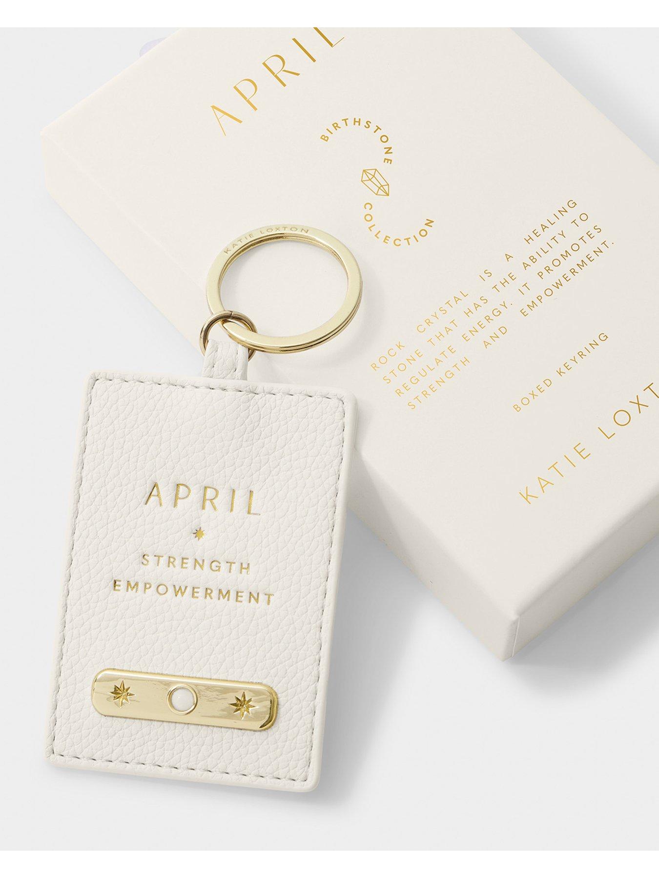 Image 2 of 6 of Katie Loxton BIRTHSTONE KEYRING, Off White , 7.5cm x 5.2cm