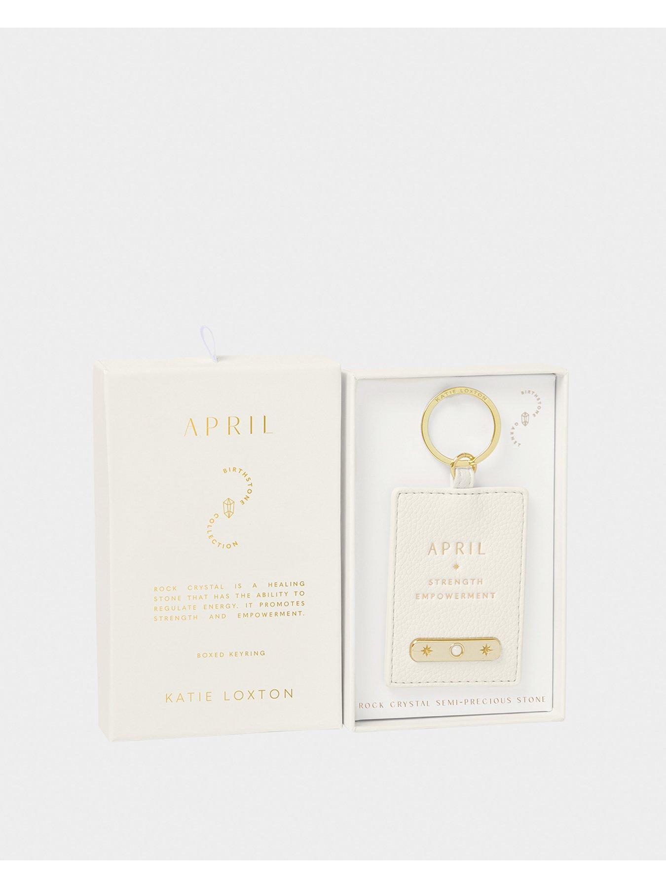 Image 4 of 6 of Katie Loxton BIRTHSTONE KEYRING, Off White , 7.5cm x 5.2cm