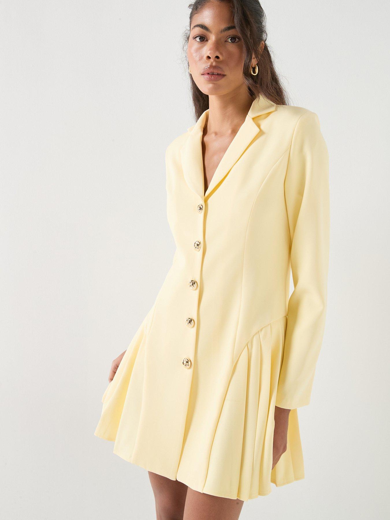 Style Cheat Side Pleat Mini Dress - Yellow