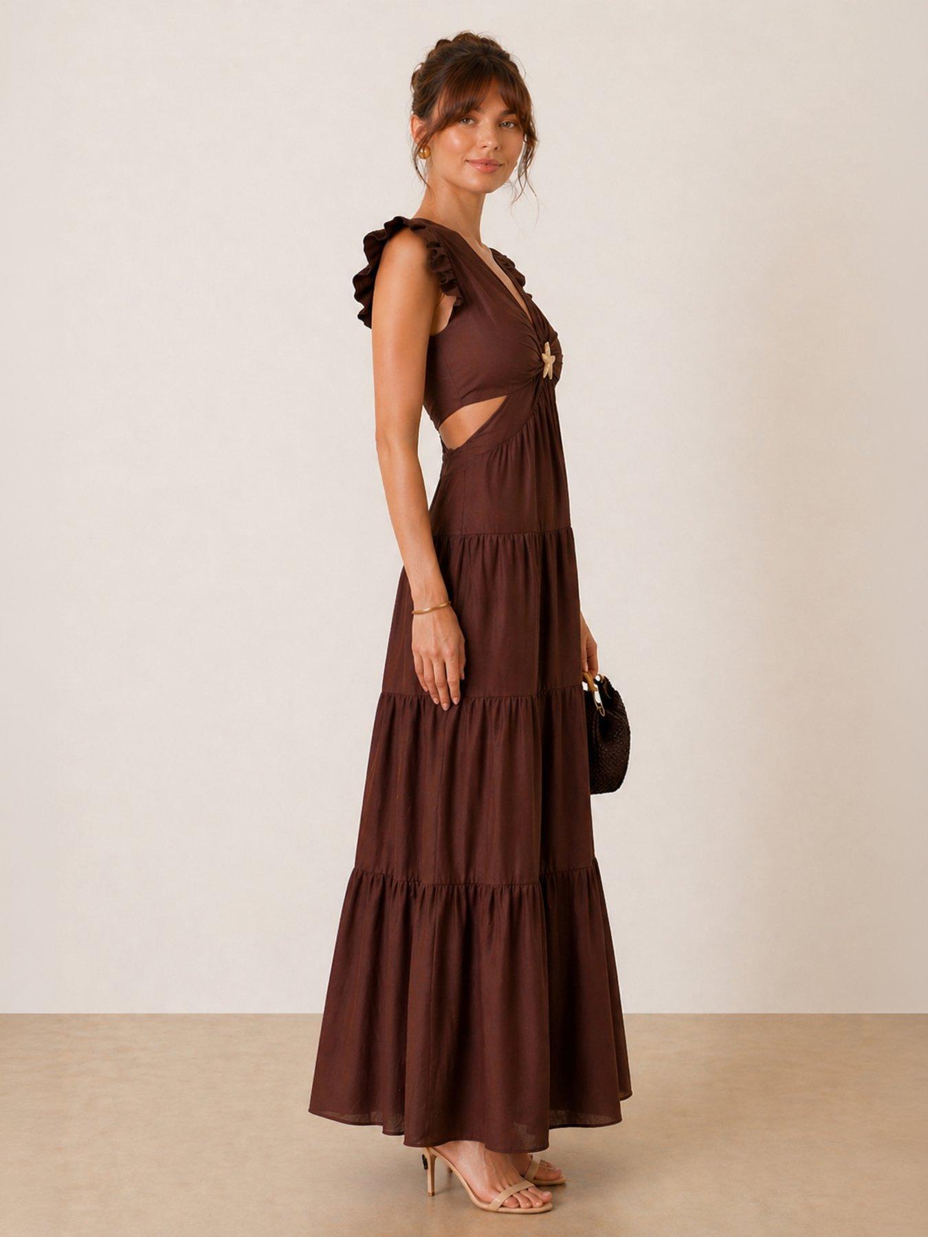 style cheat cut out dress Floral Cut Out Maxi Dress in Green Floral