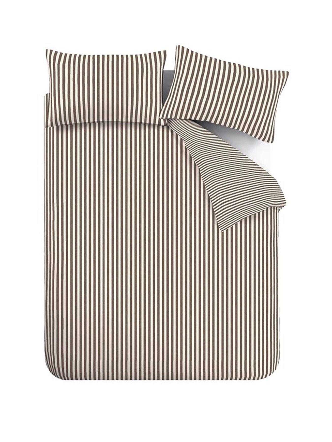 Image 2 of 5 of Catherine Lansfield Epping Textured Stripe Chocolate Duvet Set