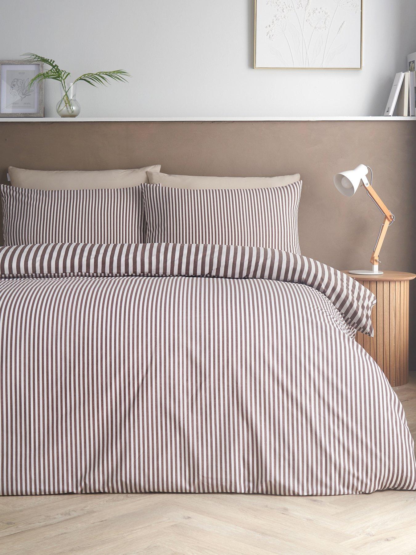 Image 3 of 5 of Catherine Lansfield Epping Textured Stripe Chocolate Duvet Set