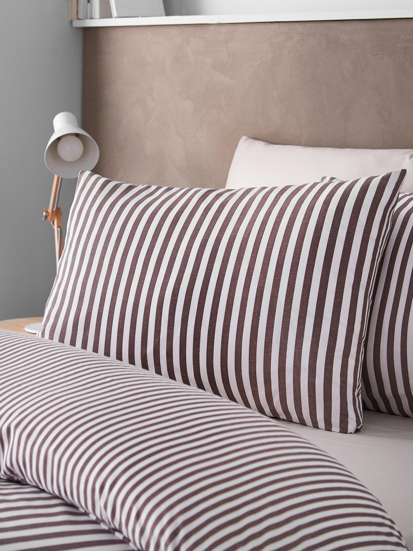 Image 4 of 5 of Catherine Lansfield Epping Textured Stripe Chocolate Duvet Set
