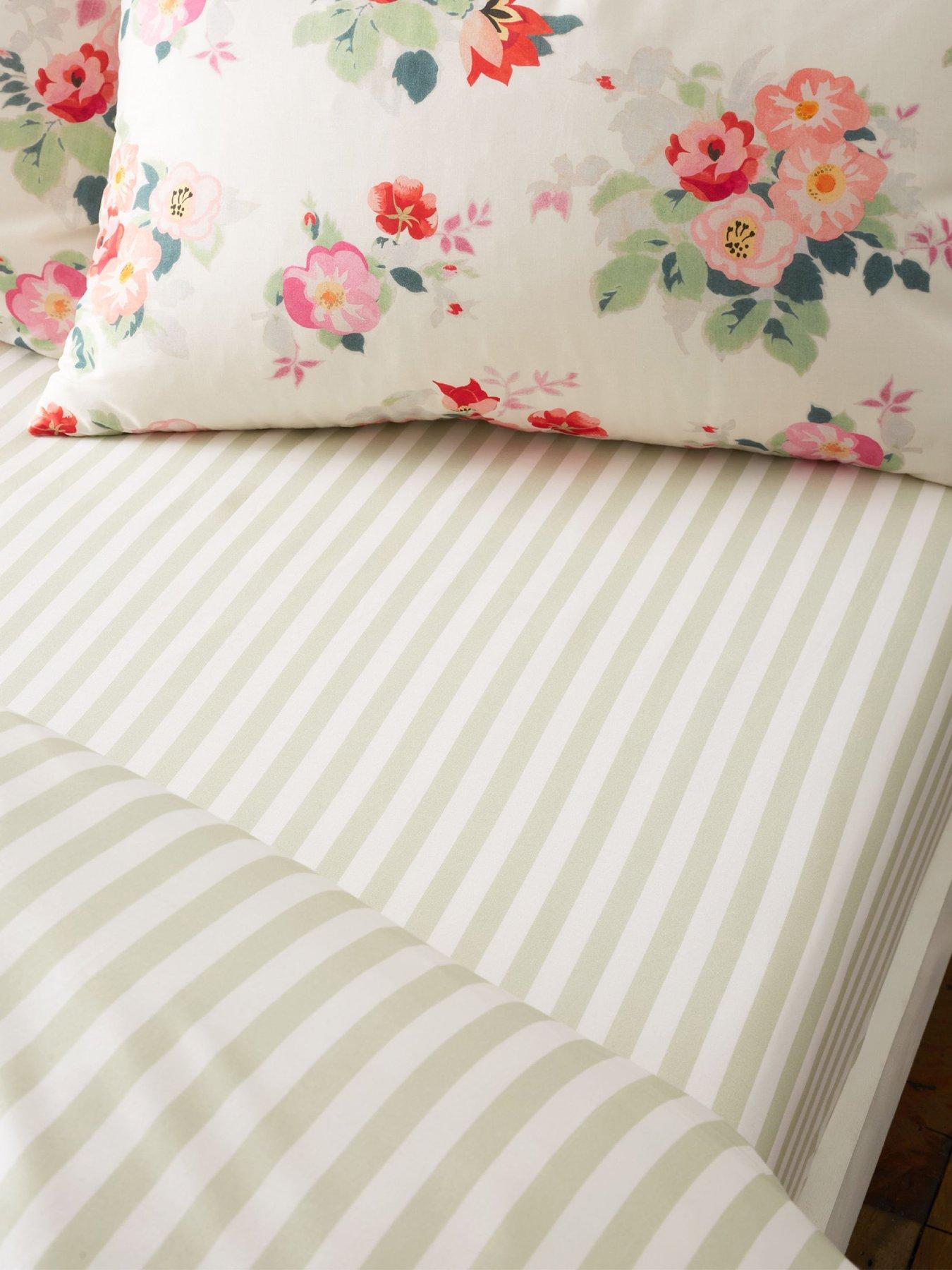 Cath Kidston Canopy Stripe Green Super King Fitted Sheet