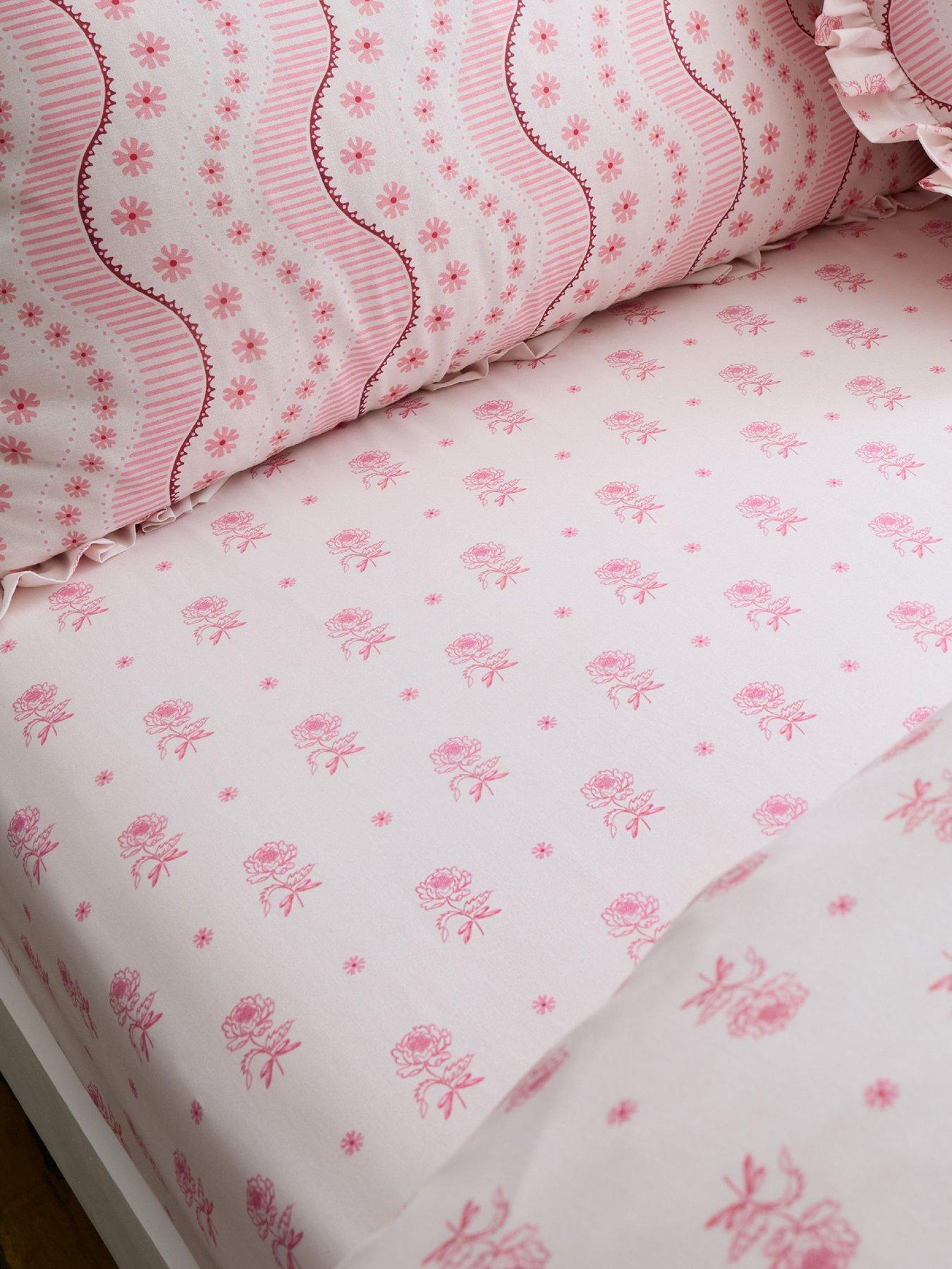 Cath Kidston Spitalfield Bunches Pink Double Fitted Sheet