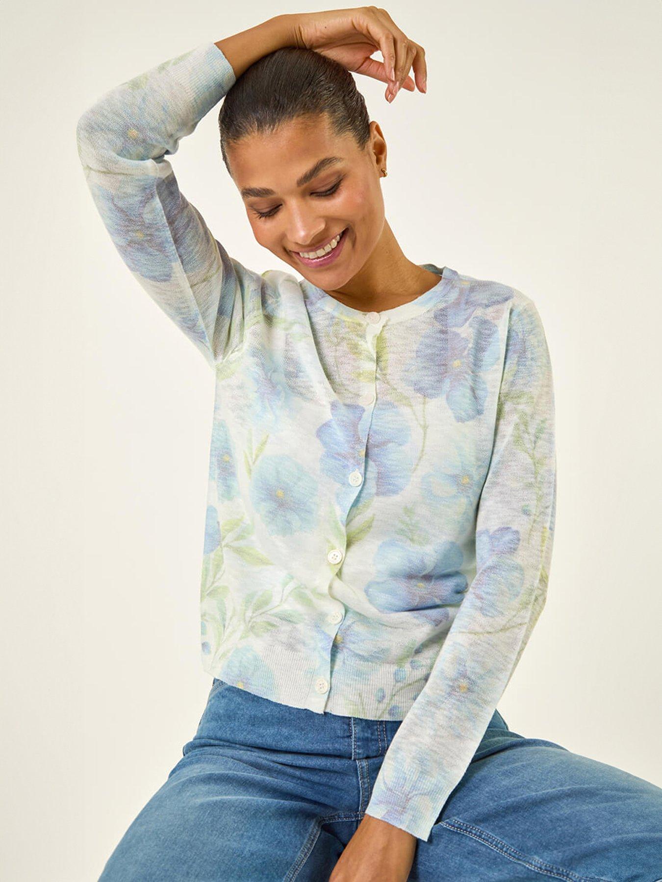 Roman Floral Print Knit Cardigan