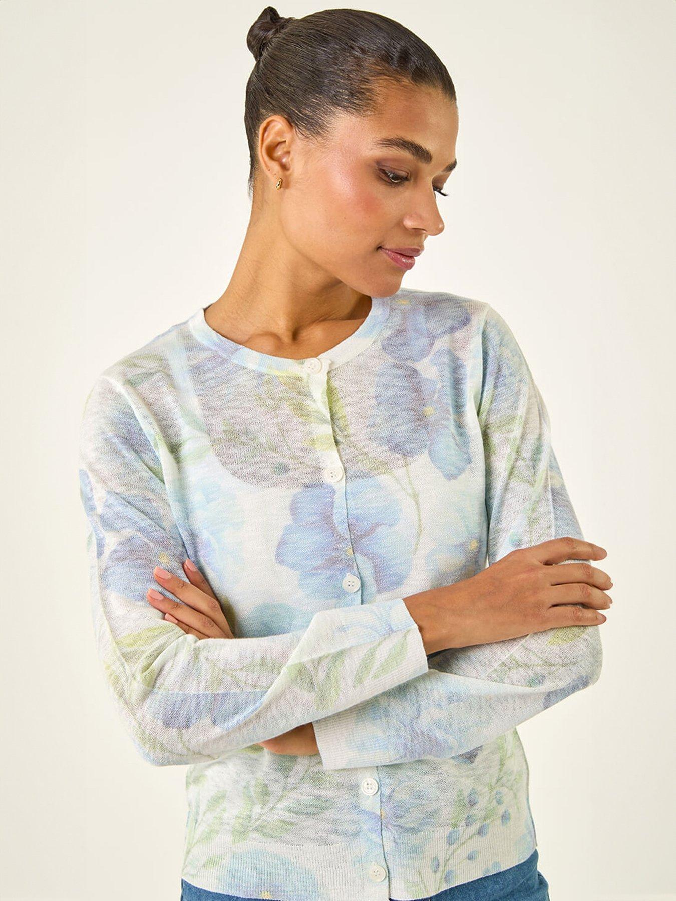 Image 4 of 5 of Roman Floral Print Knit Cardigan