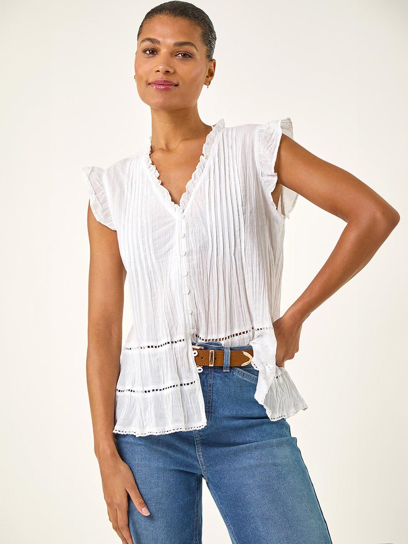 Image 1 of 5 of Roman Crinkle Frill Neck Blouse