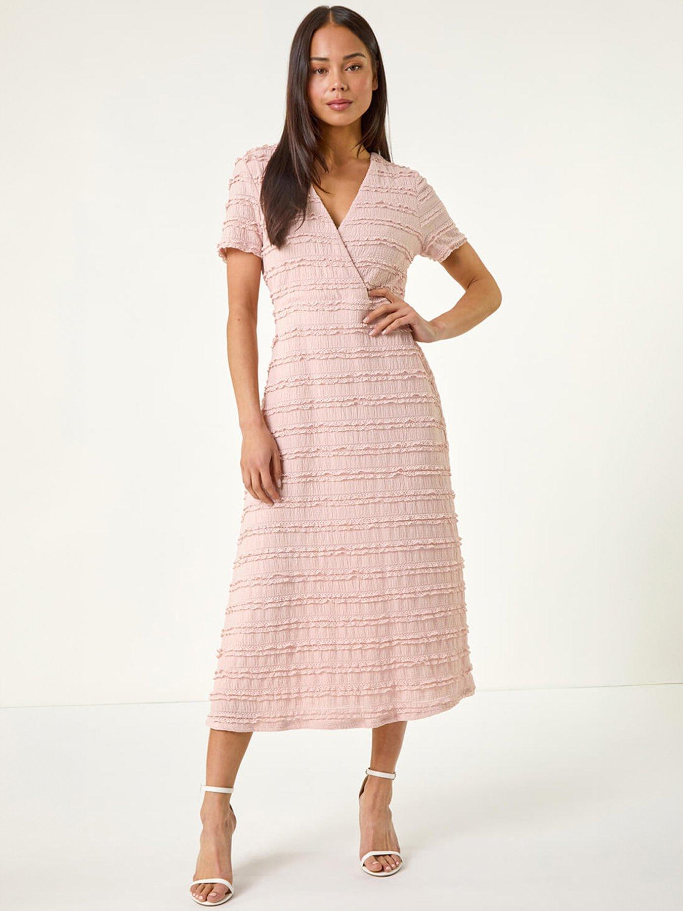 Roman Petite Ruffle Midi Wrap Dress
