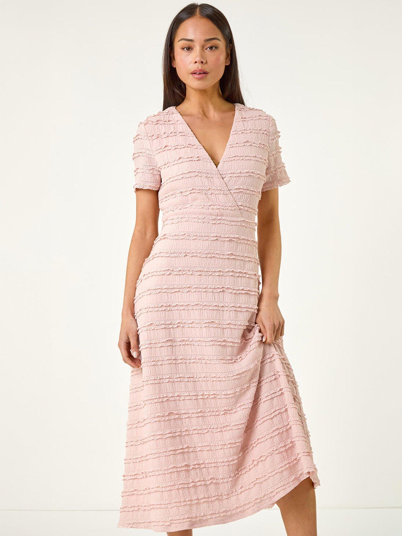 Image 3 of 5 of Roman Petite Ruffle Midi Wrap Dress