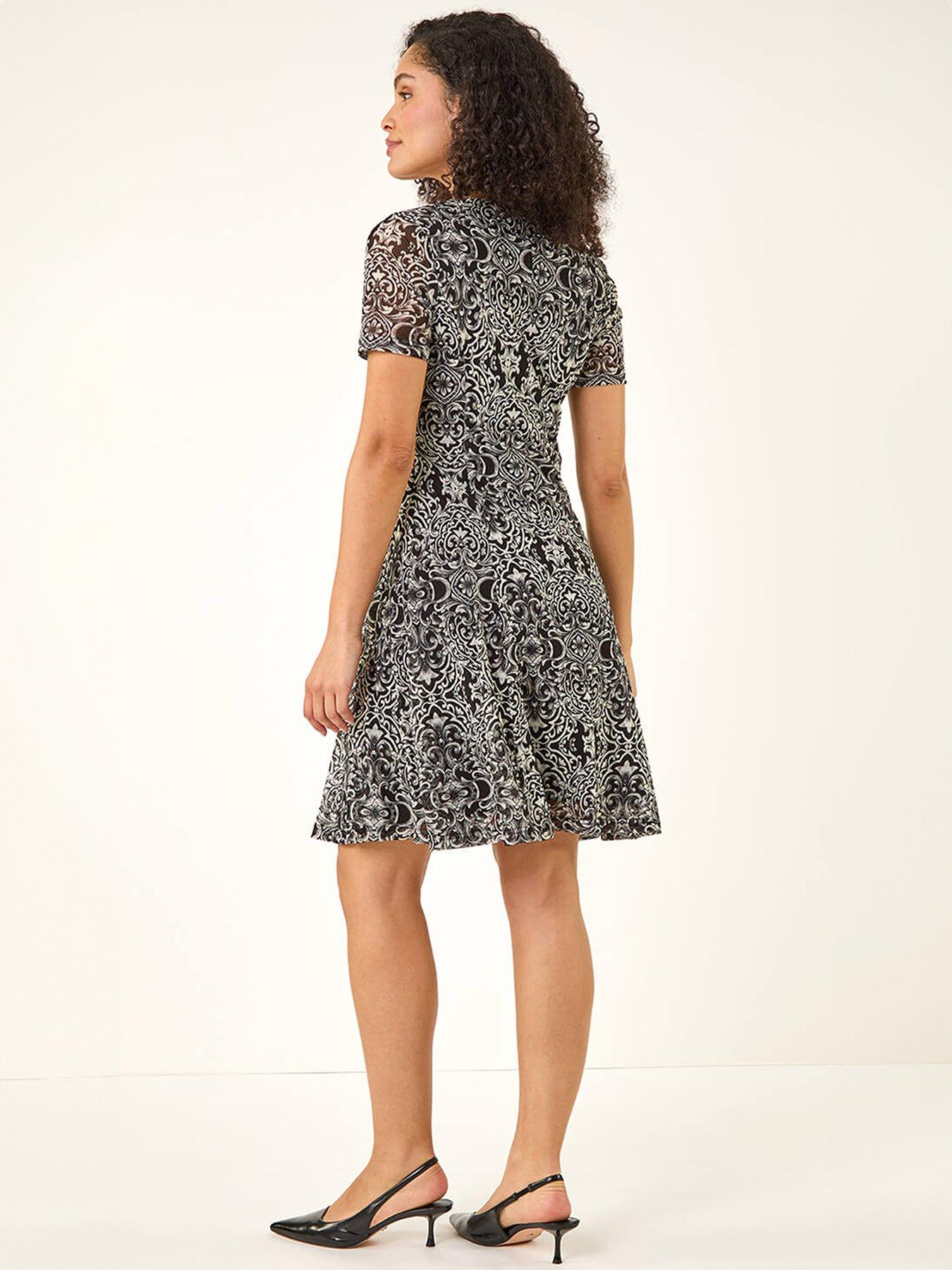 Image 2 of 5 of Roman Border Print Mesh Dress