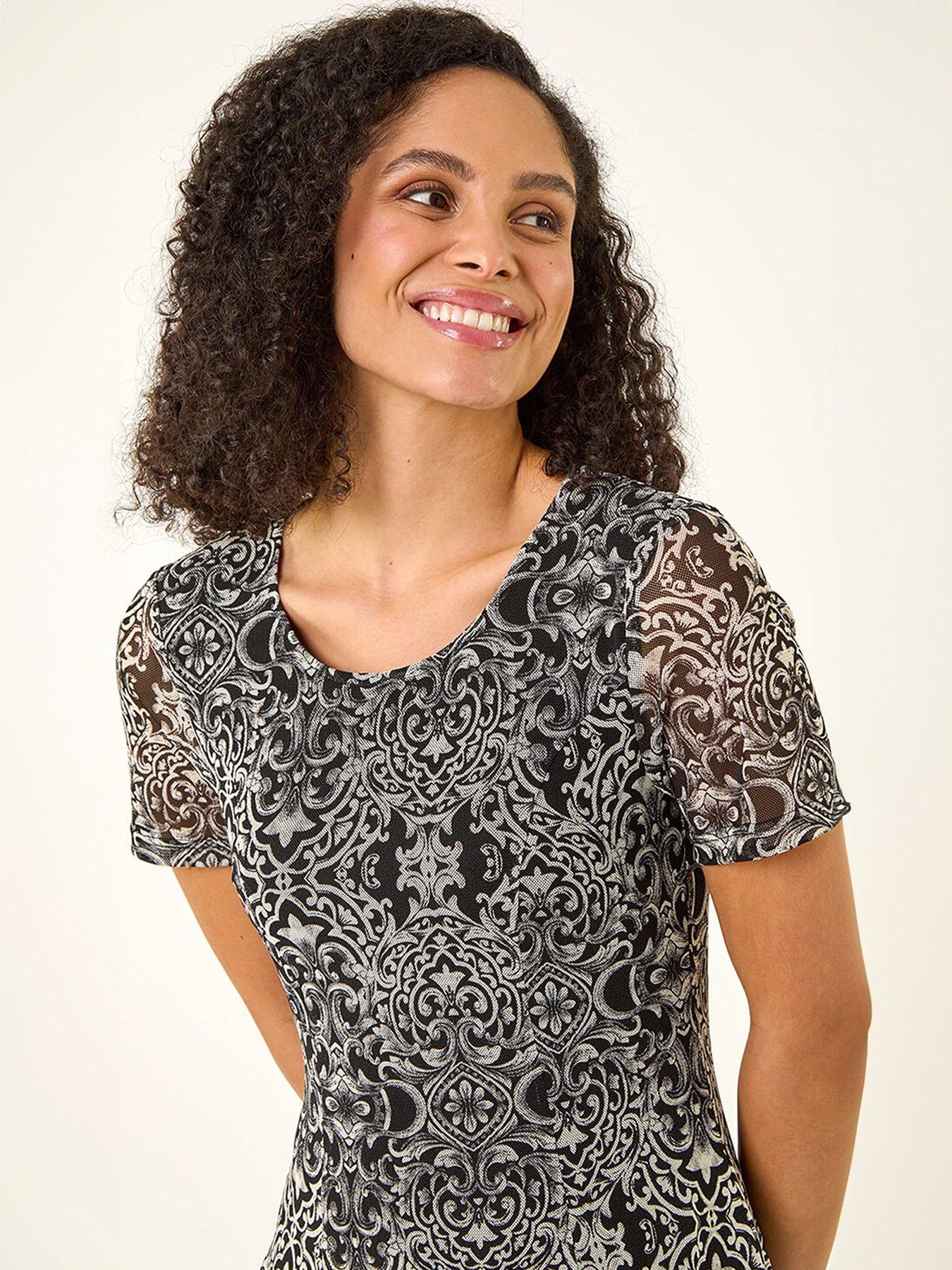 Image 4 of 5 of Roman Border Print Mesh Dress