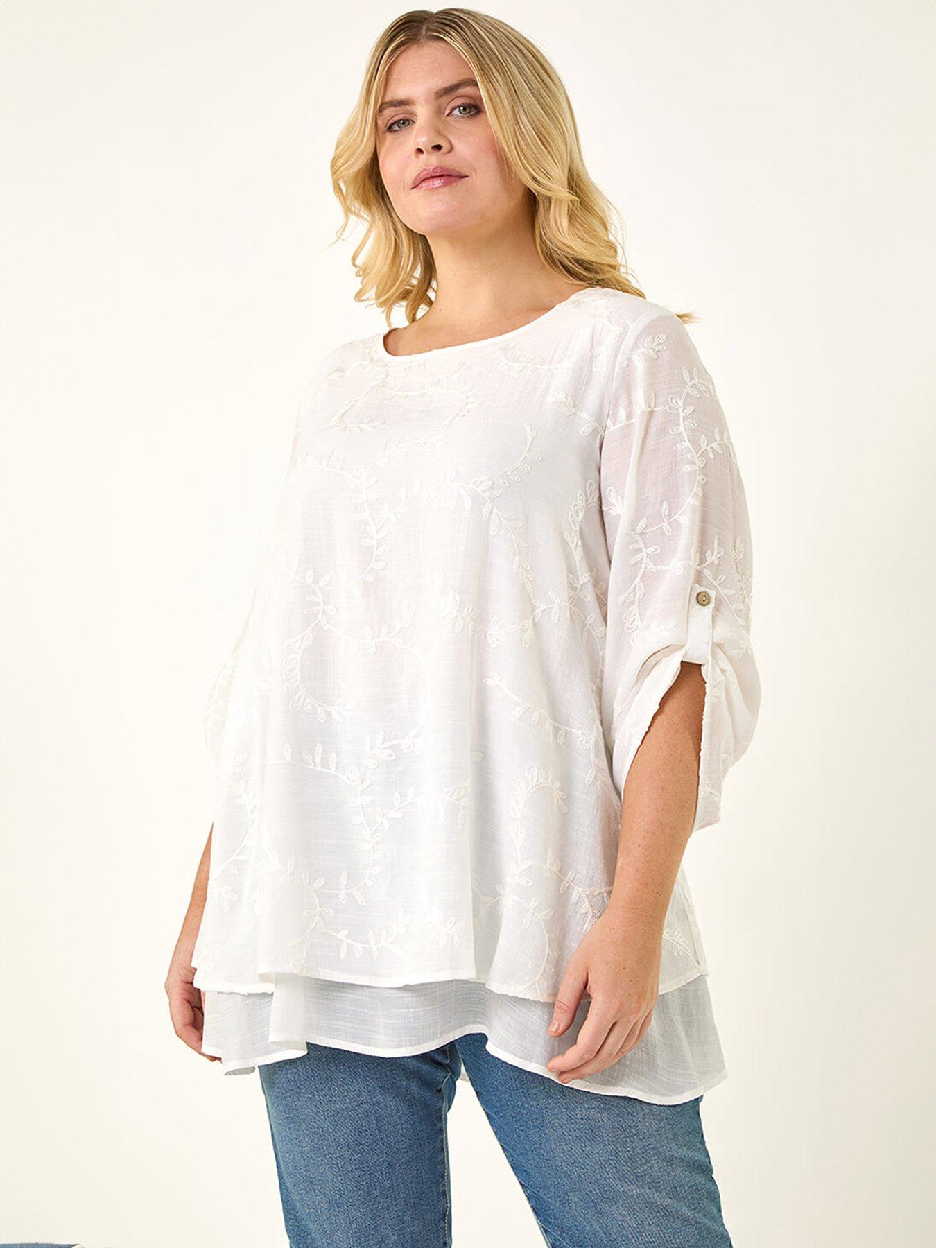 Roman Curve Embroidered Asymmetric Layer Top