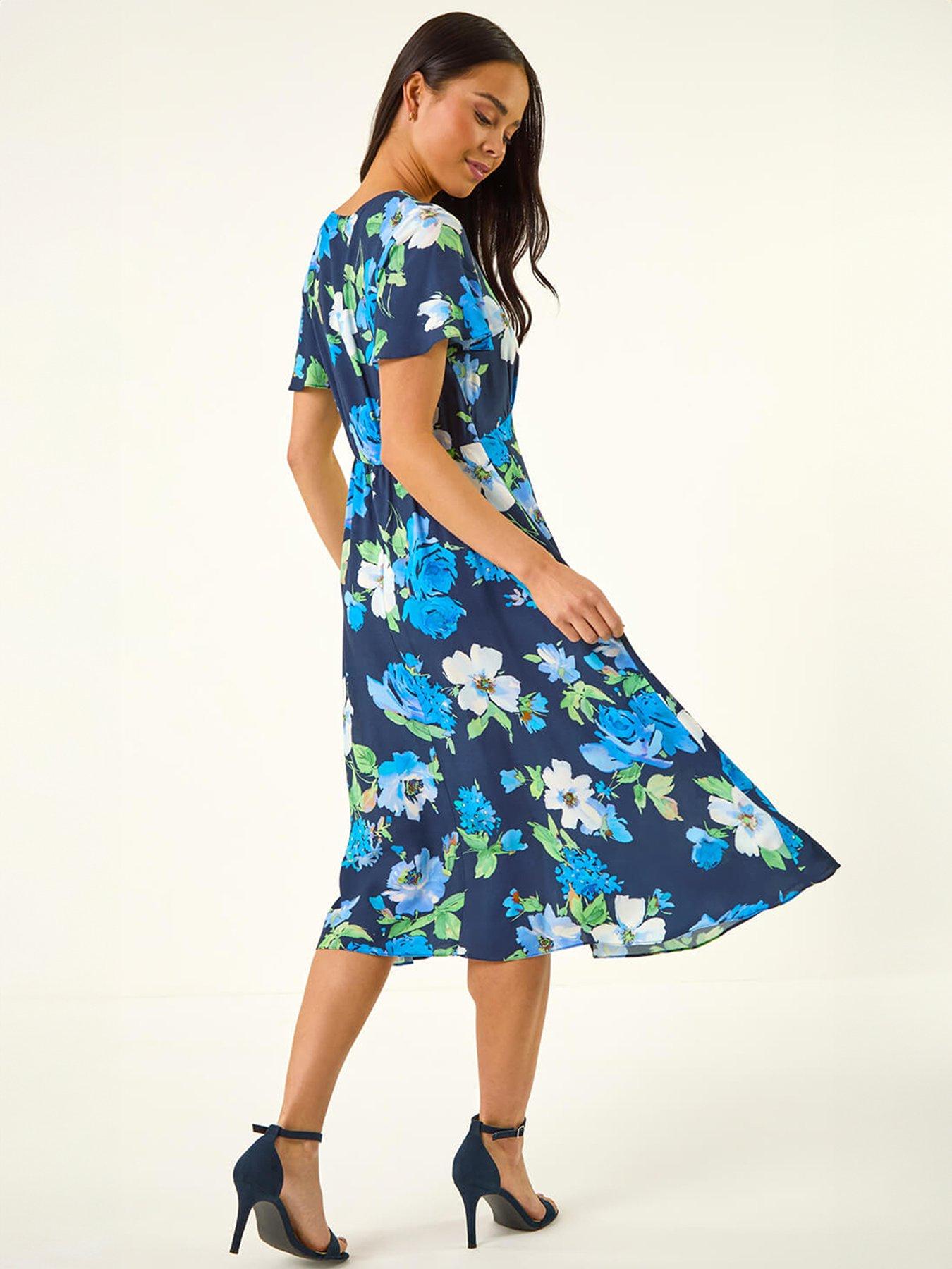 Image 2 of 5 of Roman Petite Floral Print Button Dress