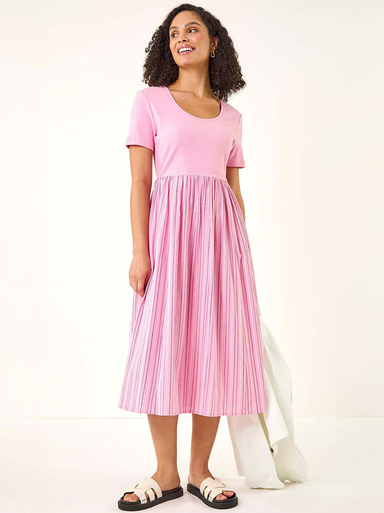 Roman Textured Stripe Midi Dress