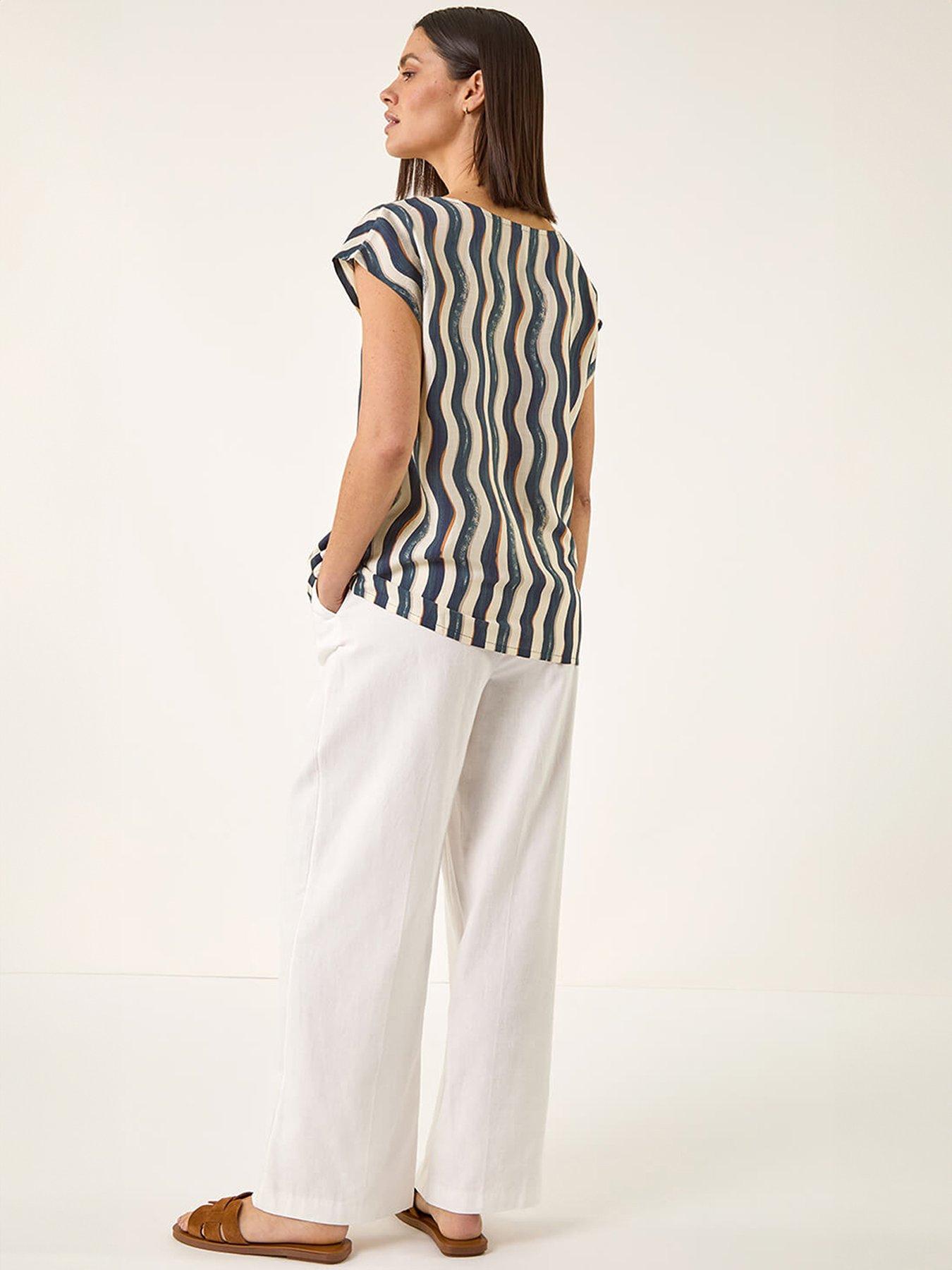 Image 2 of 5 of Roman Wave Stripe Print Tunic Top