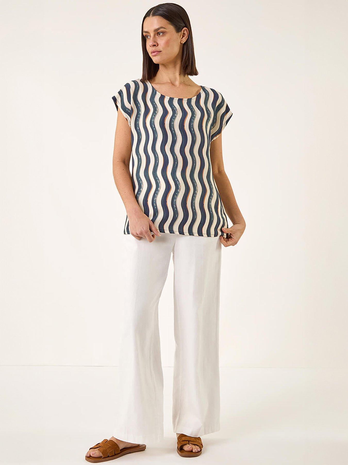 Image 3 of 5 of Roman Wave Stripe Print Tunic Top