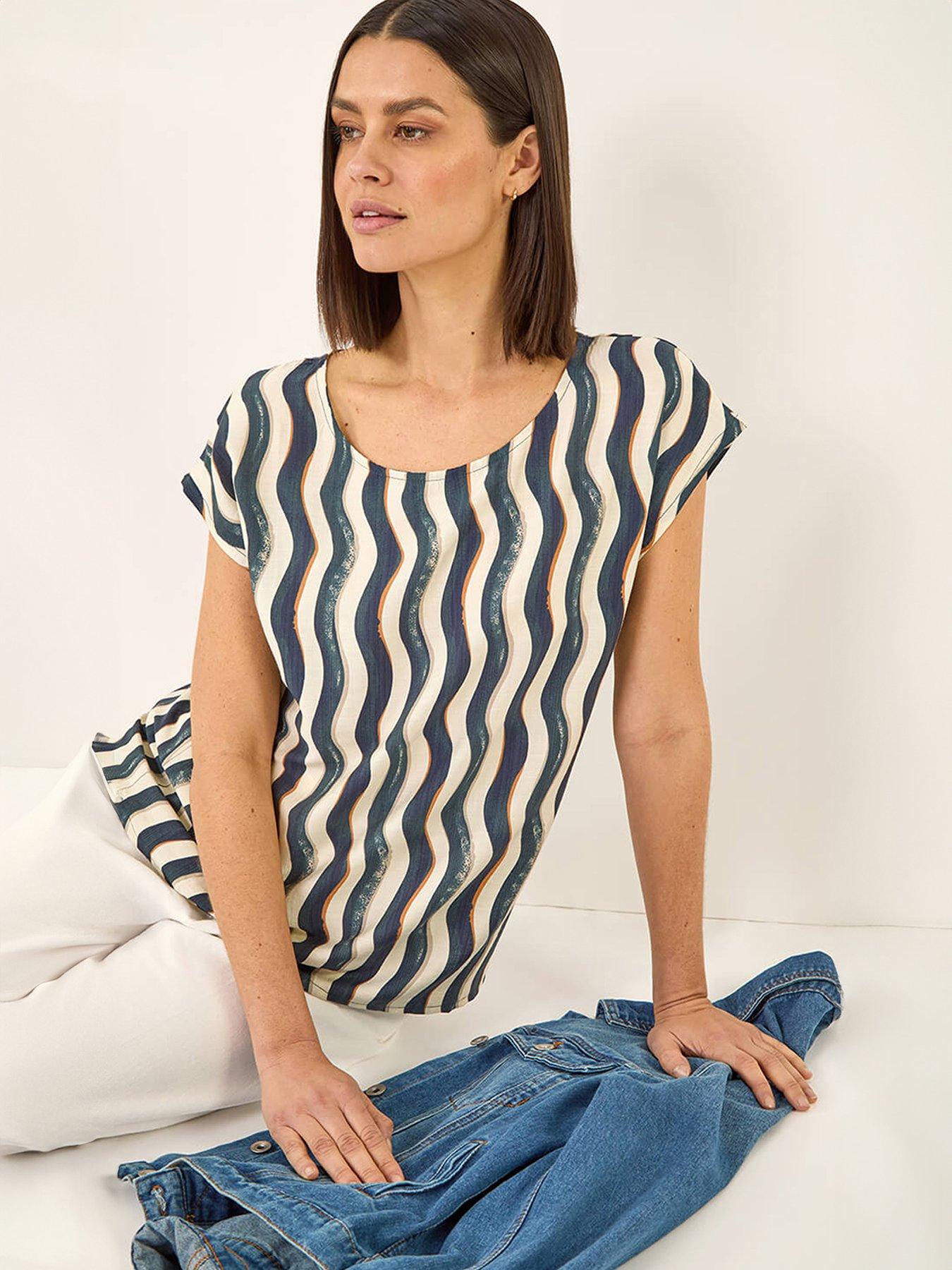 Image 4 of 5 of Roman Wave Stripe Print Tunic Top