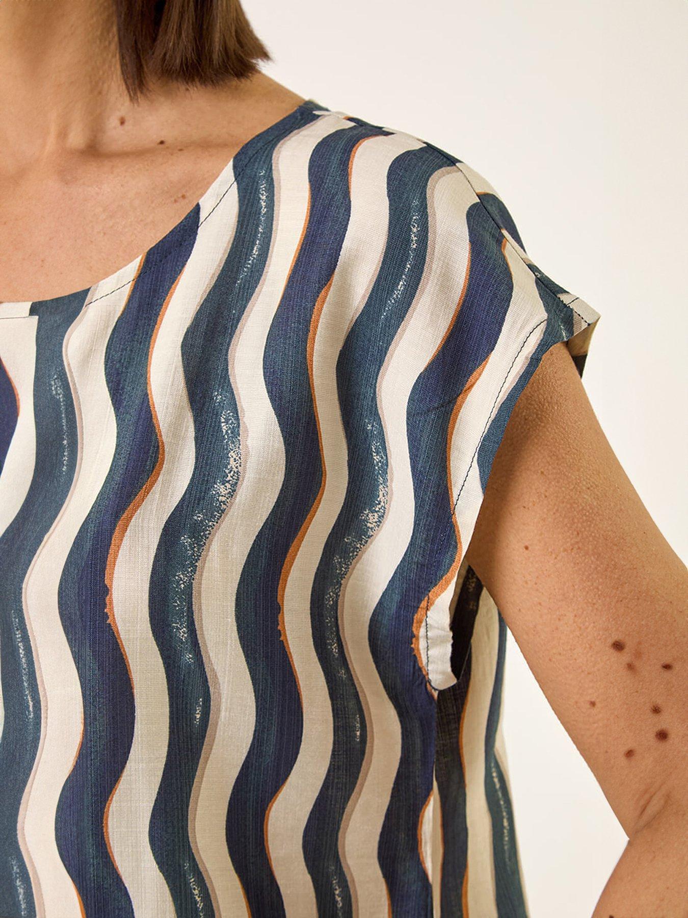Image 5 of 5 of Roman Wave Stripe Print Tunic Top