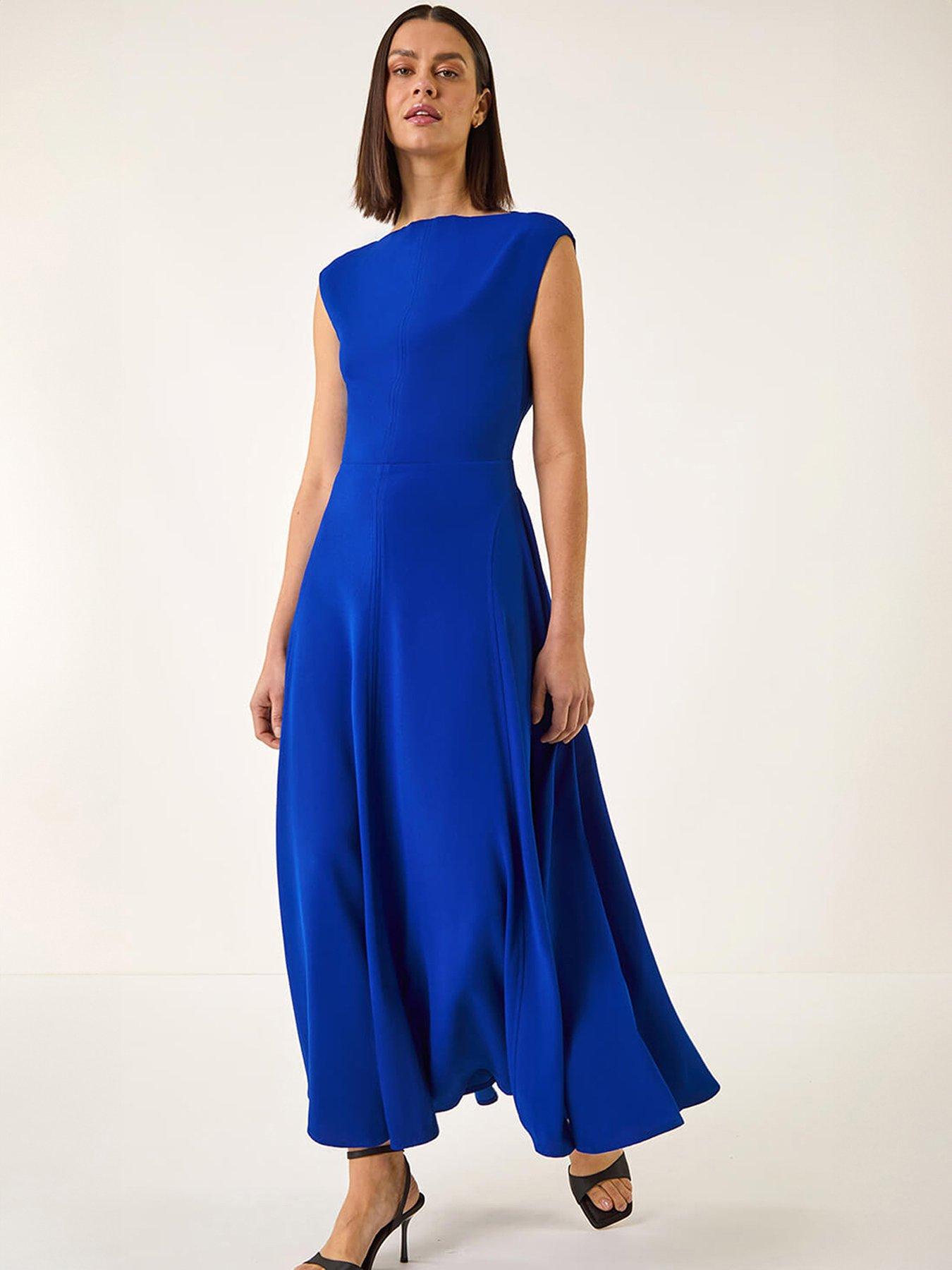 Roman High Neck Pleated Midi Dress