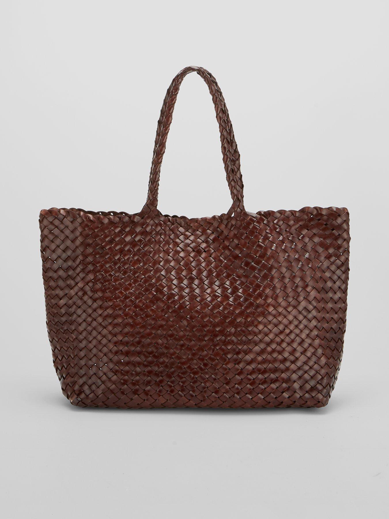 Image 1 of 6 of Ellyla Leia Large Weave Double Handle Bag - Brown