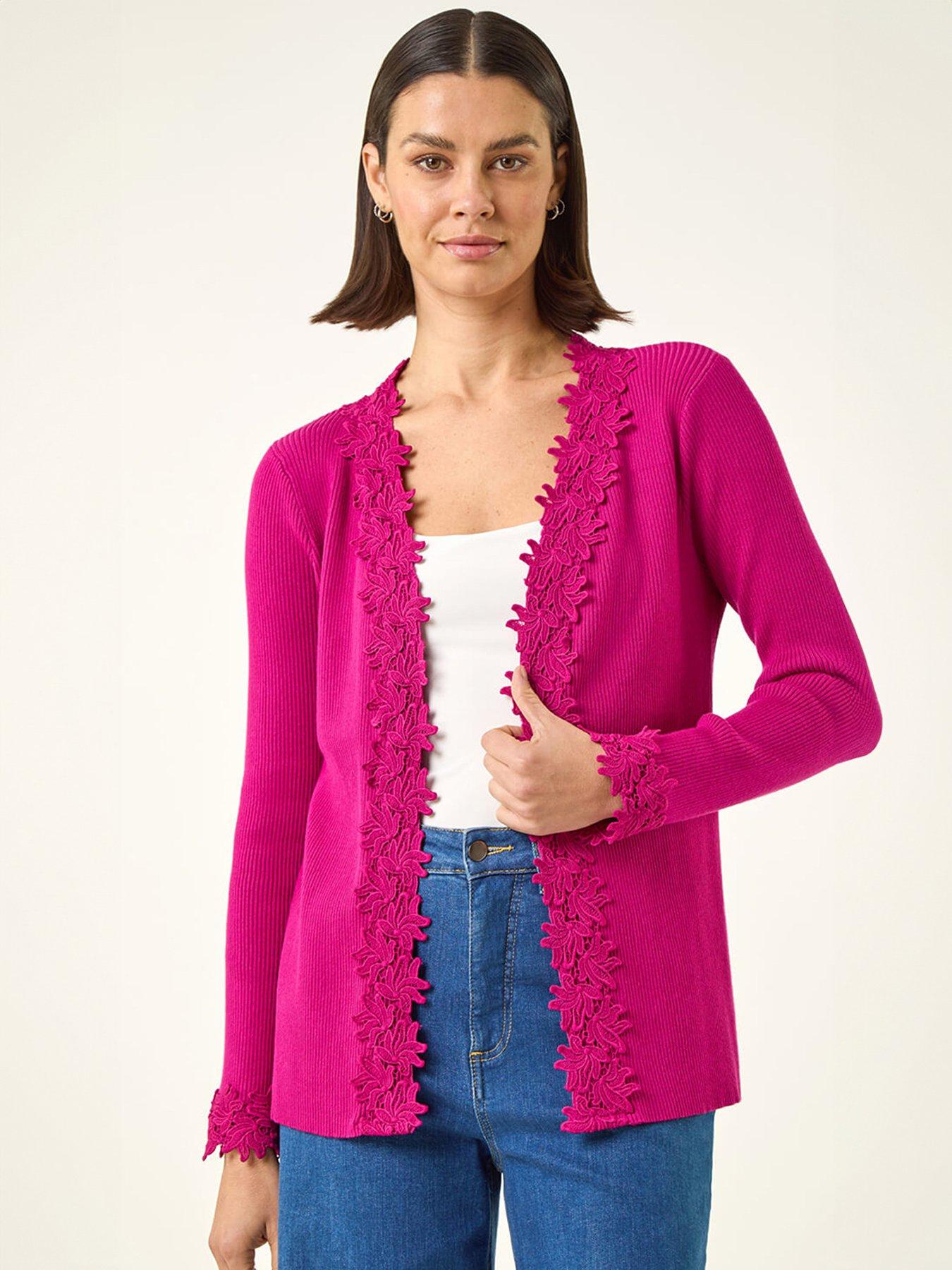 Roman Lace Trim Knit Cardigan