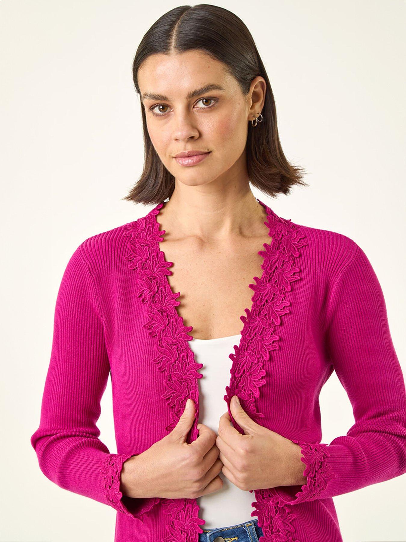 Image 4 of 5 of Roman Lace Trim Knit Cardigan