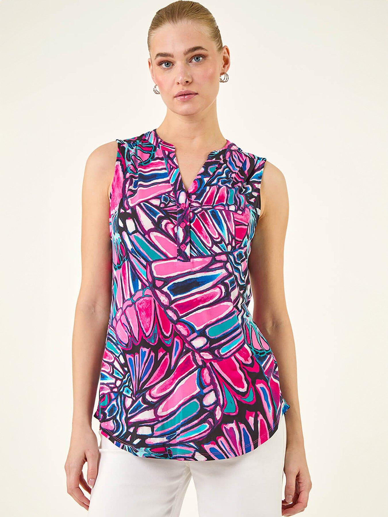 Roman Floral Print Stretch Vest Top