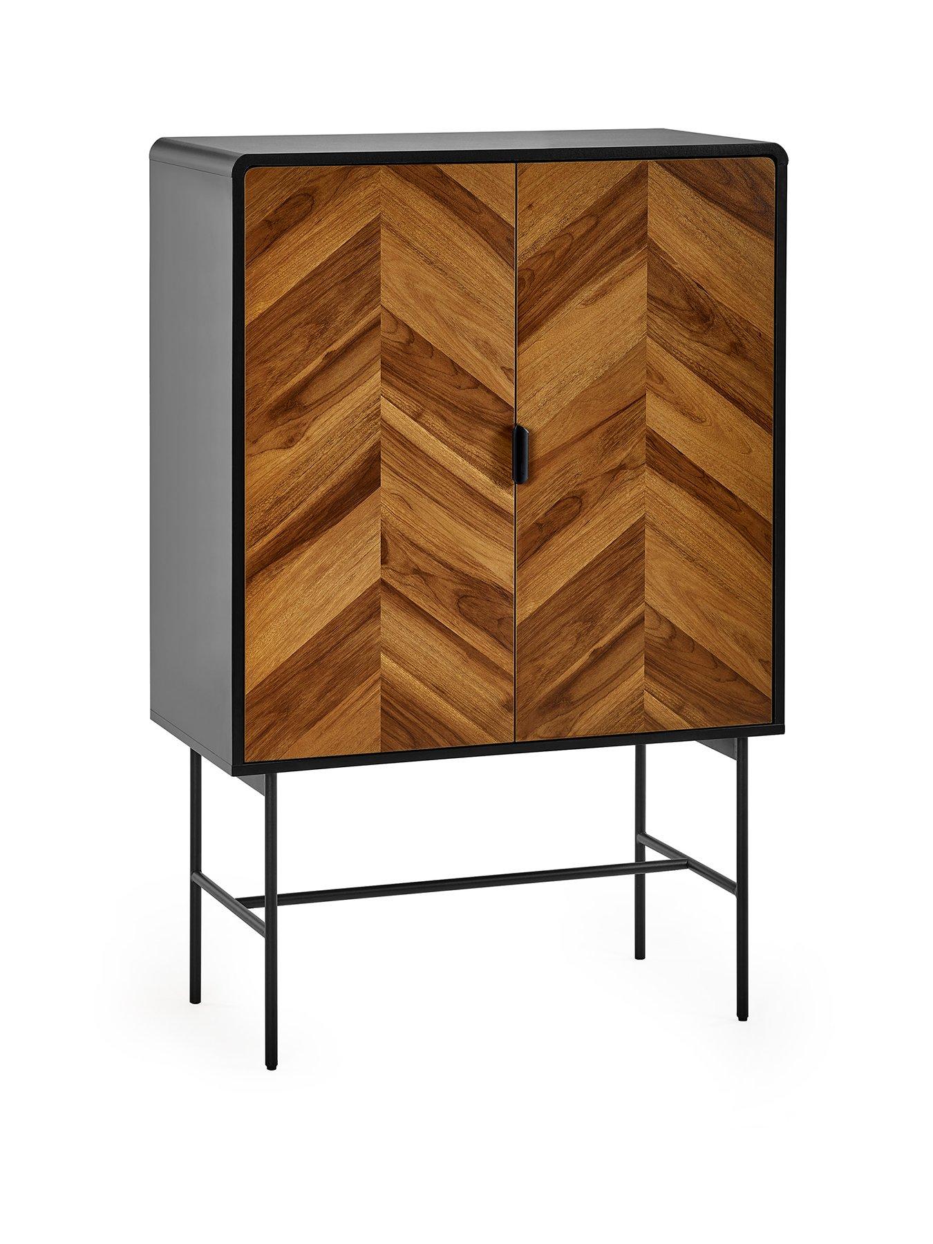 Image 2 of 7 of Julian Bowen Alvin Black And Natural Wood-effect 2 Door Storage Cabinet