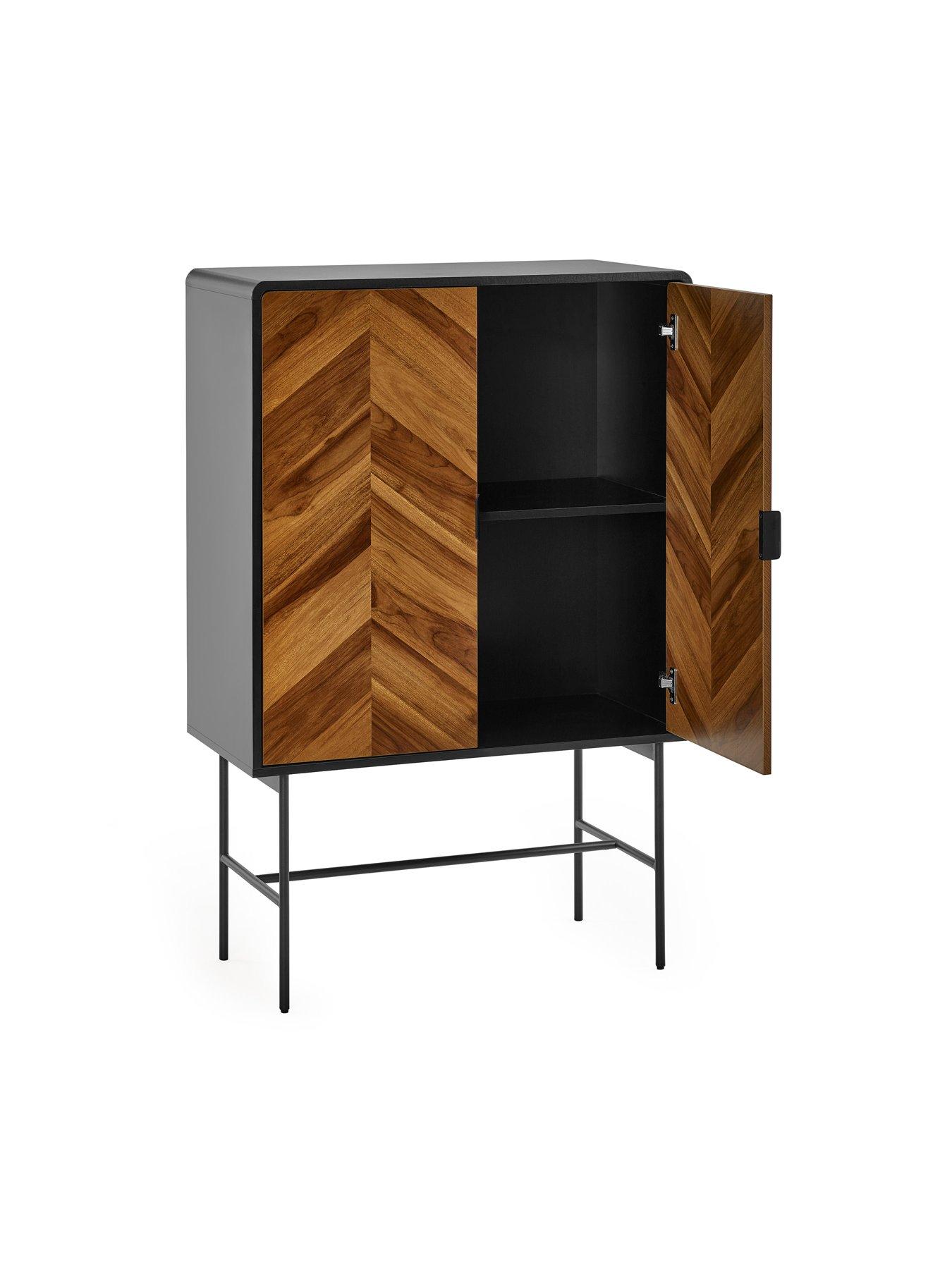 Image 3 of 7 of Julian Bowen Alvin Black And Natural Wood-effect 2 Door Storage Cabinet