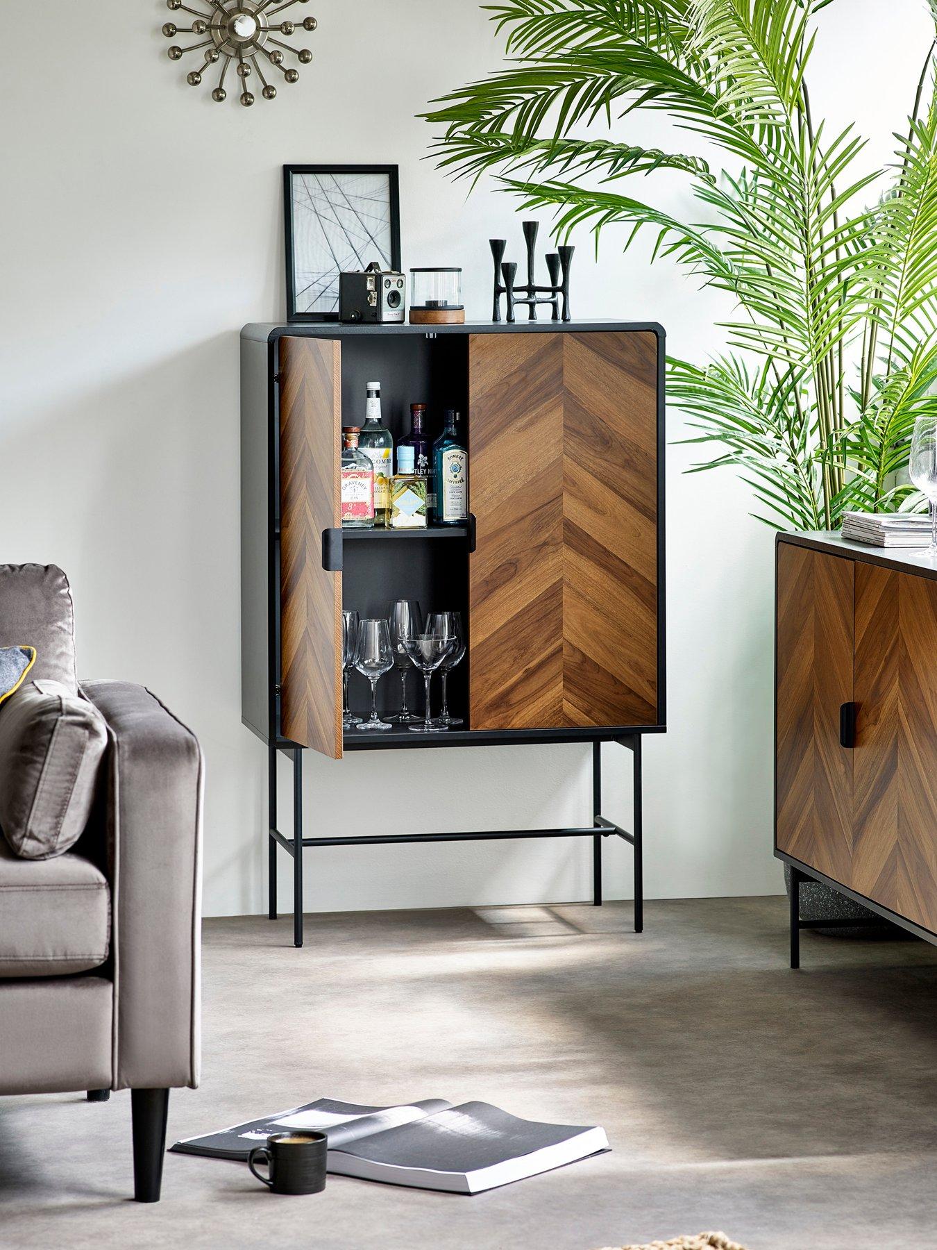 Image 4 of 7 of Julian Bowen Alvin Black And Natural Wood-effect 2 Door Storage Cabinet