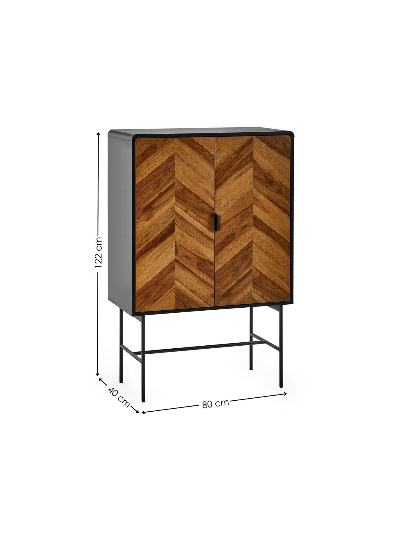 Image 7 of 7 of Julian Bowen Alvin Black And Natural Wood-effect 2 Door Storage Cabinet