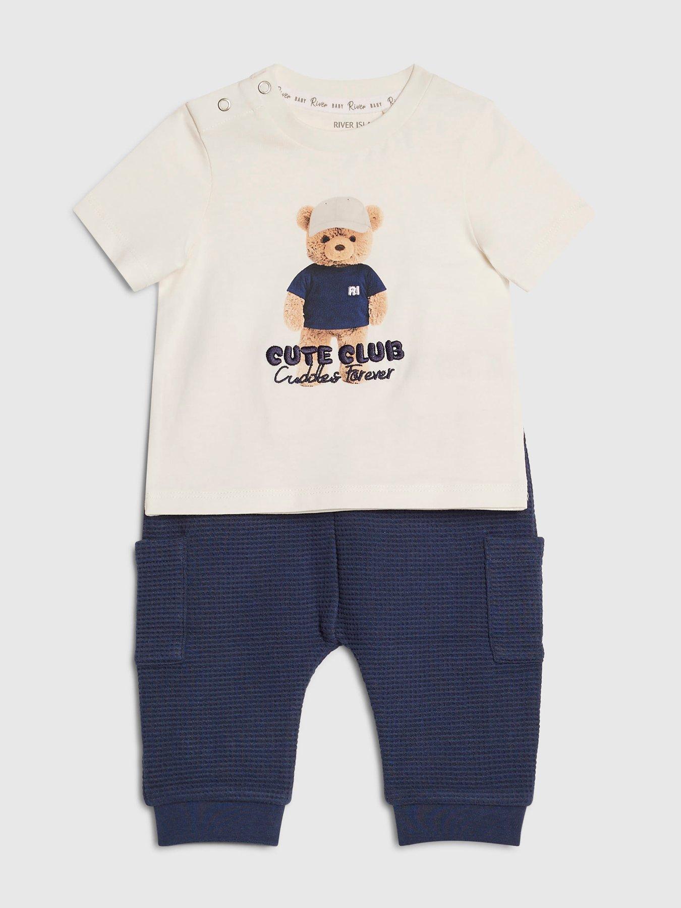 Image 3 of 5 of River Island Baby Boys Bear Cute Club T-Shirt Set - Multi