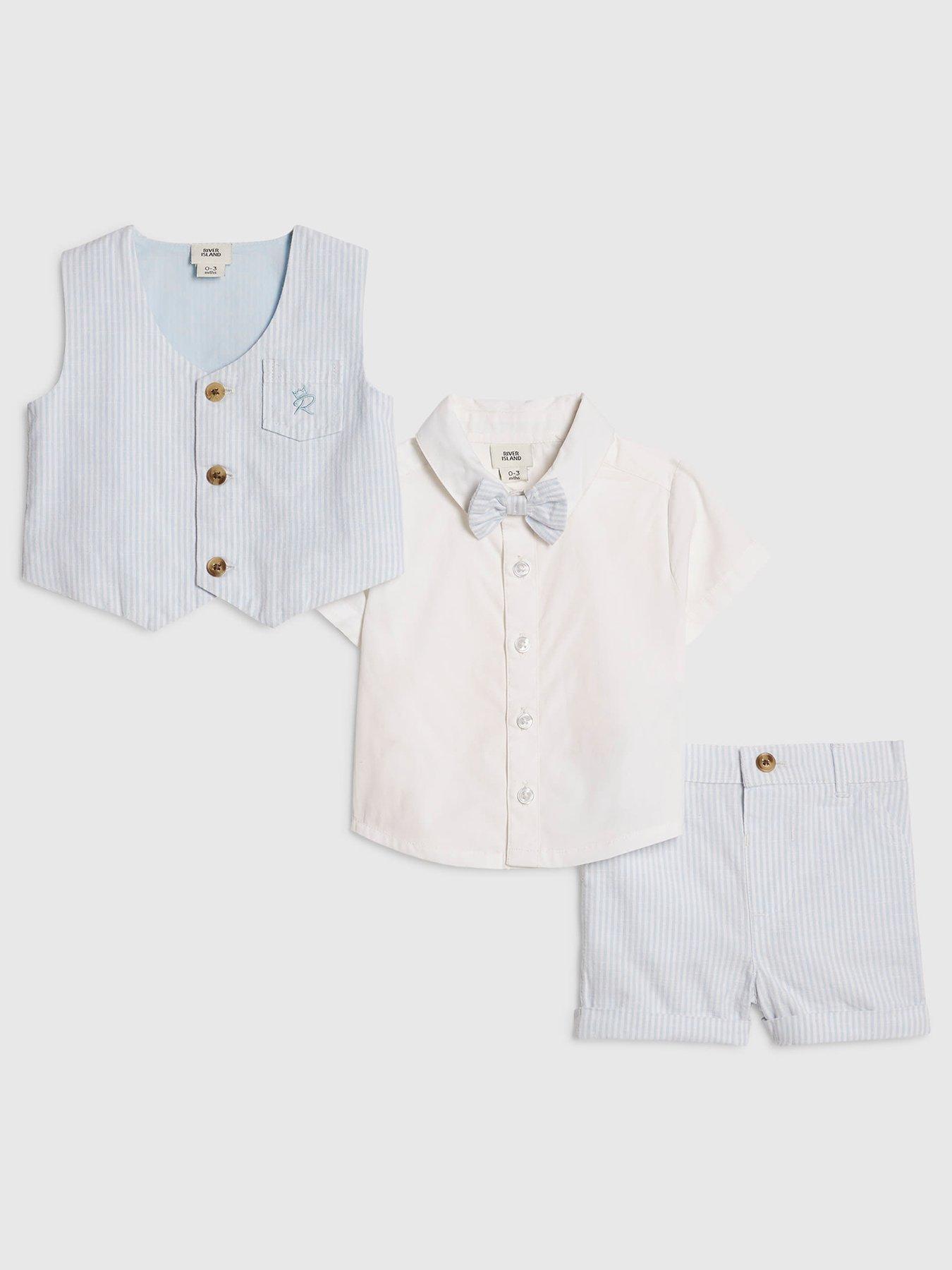 River Island Baby Boys Waistcoat And Shirt Set - Blue