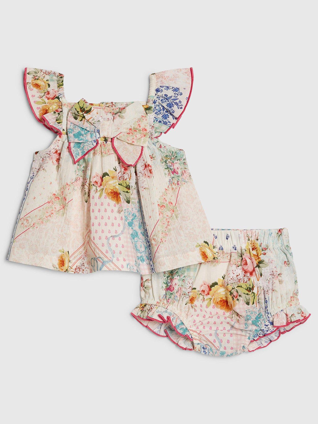 River Island Baby Girls Patchwork Bow Bloomer Set - Pink