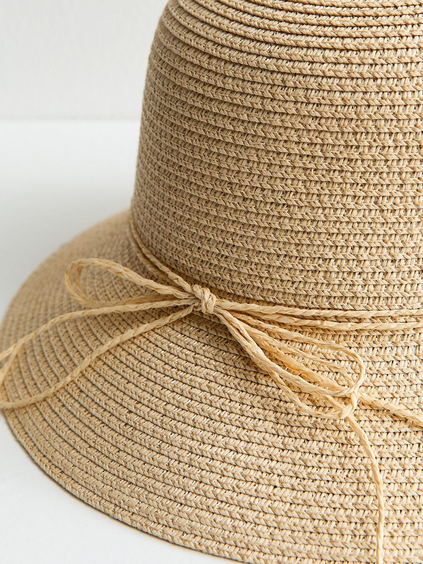 Image 3 of 3 of New Look Stone Straw Bow Bucket Hat - Beige
