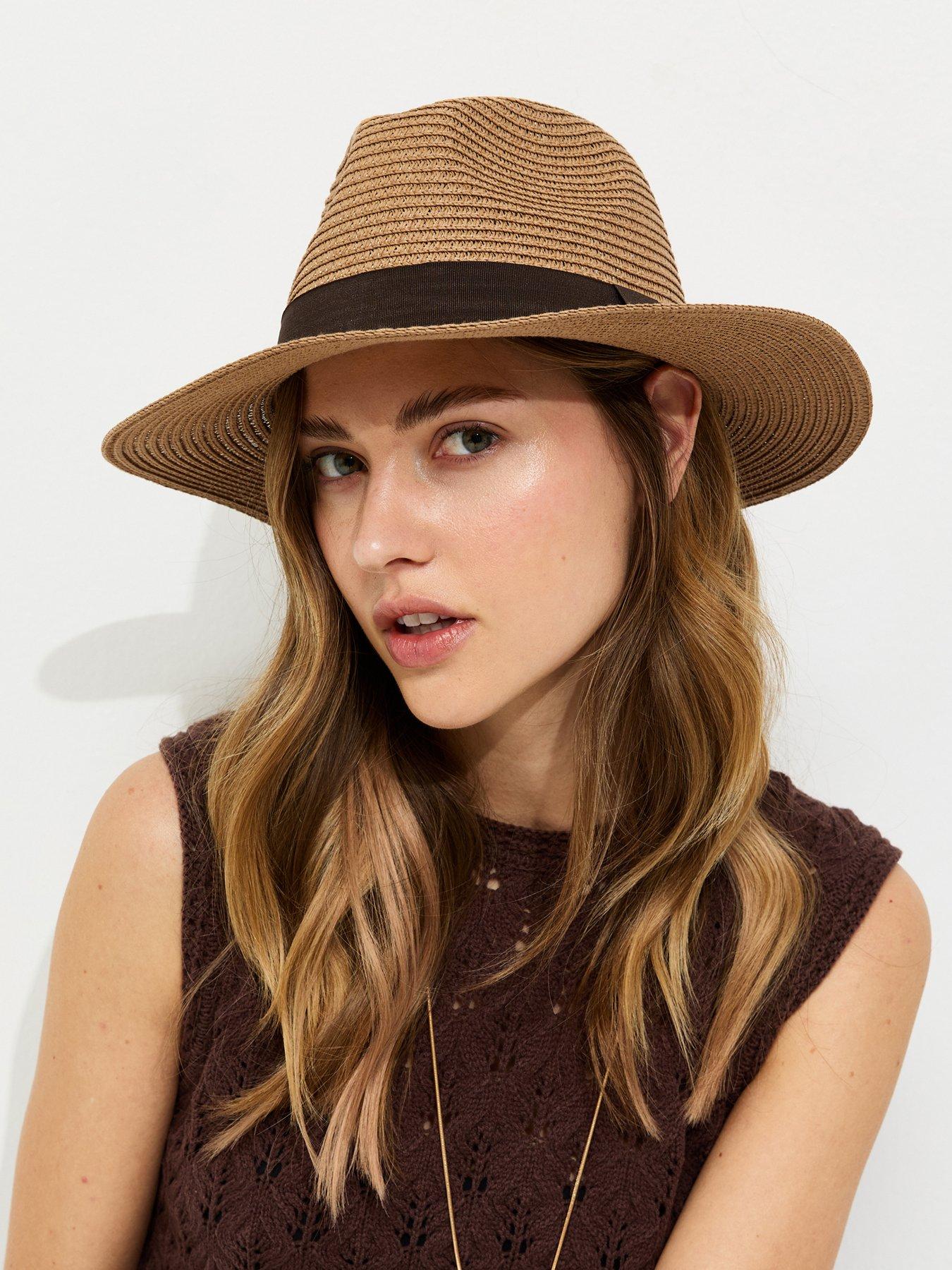 Image 1 of 3 of New Look Tan Straw Fedora Hat - Brown
