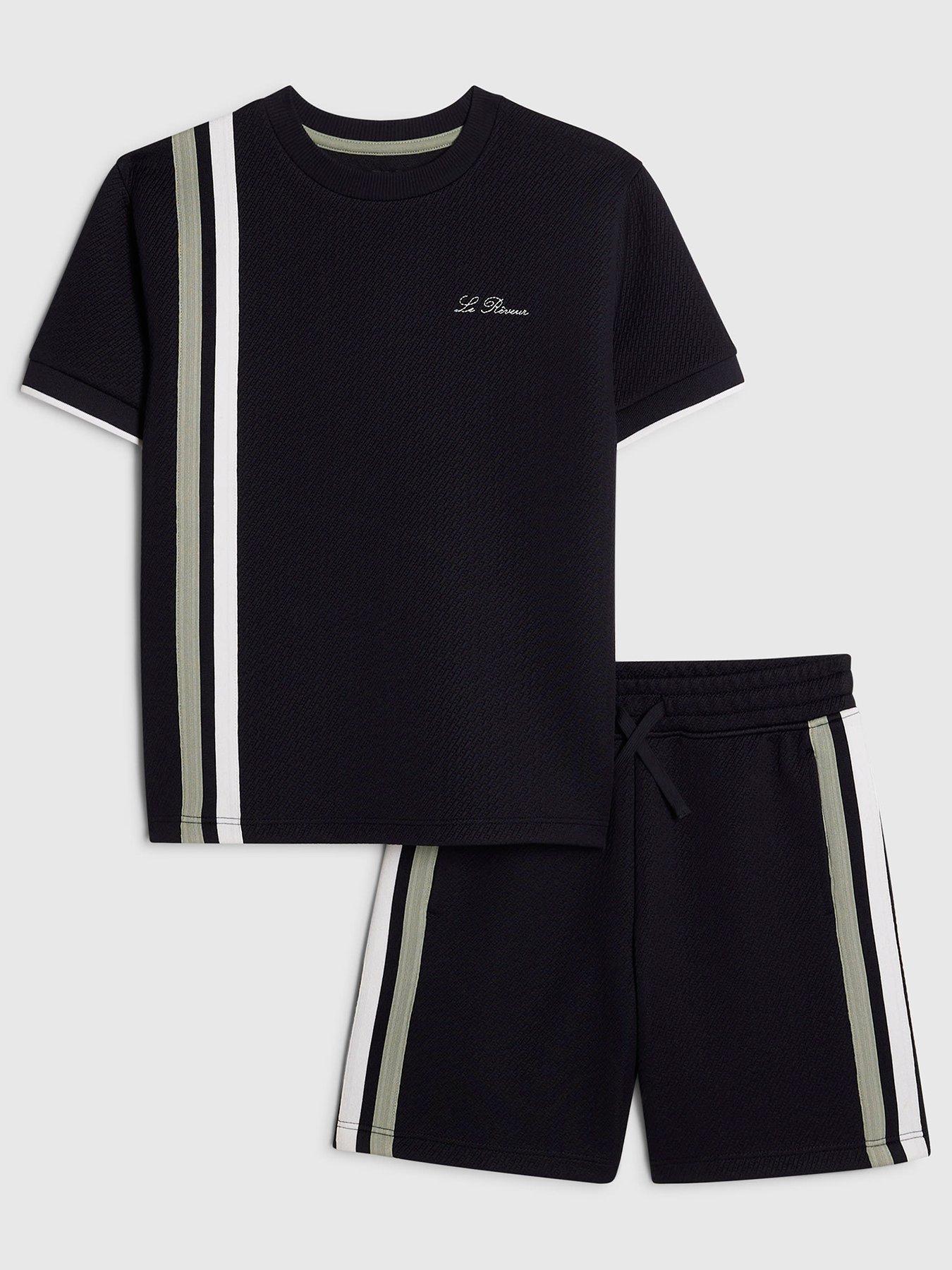 River Island Older Boys Oversized Stripe T-Shirt Set - Navy