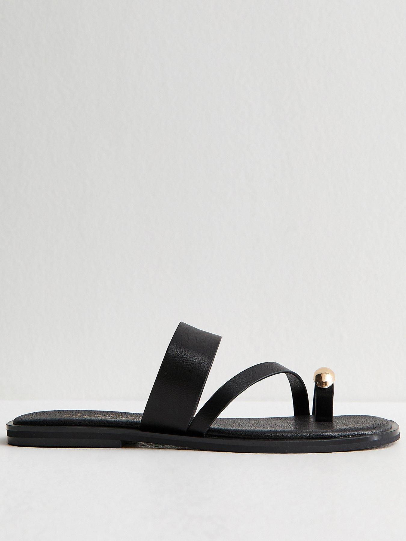 New Look Wide Fit Faux Leather Metal Toe Ring Mules - Black | Very