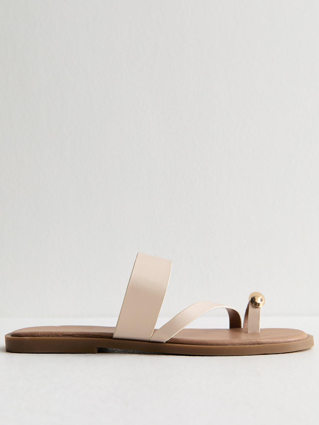 New Look Wide Fit Faux Leather Metal Toe Ring Mules - Off White | Very