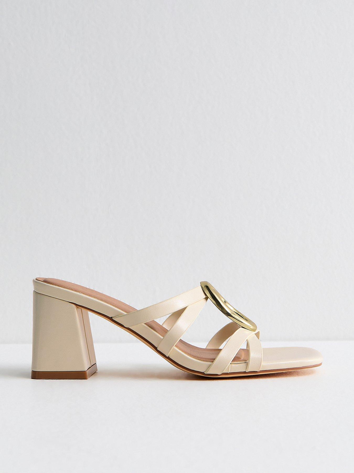 New Look Cream Faux Leather Heeled Mule Sandals - White